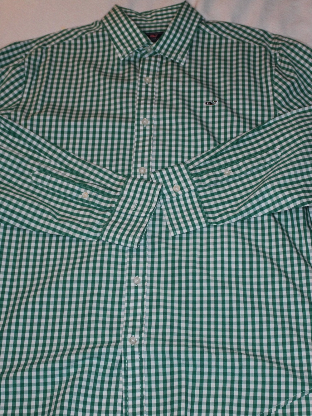 Vineyard Vines Men's Whale Shirt Green Checkered Button Up Cotton XL